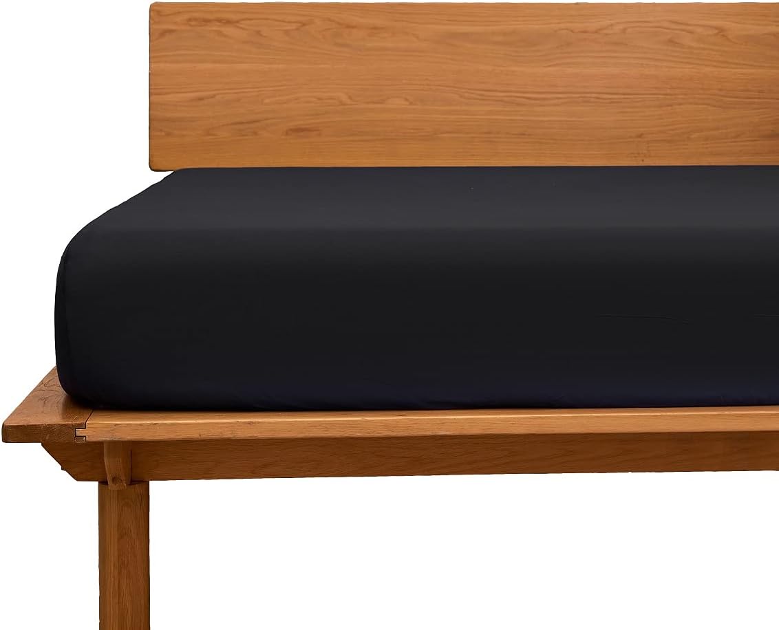 ボックスシーツ シングル 綿100％ ベッドシーツ 平織り マットレスカバー ベット用 防ダニ 抗菌 BOXシーツ ブラック