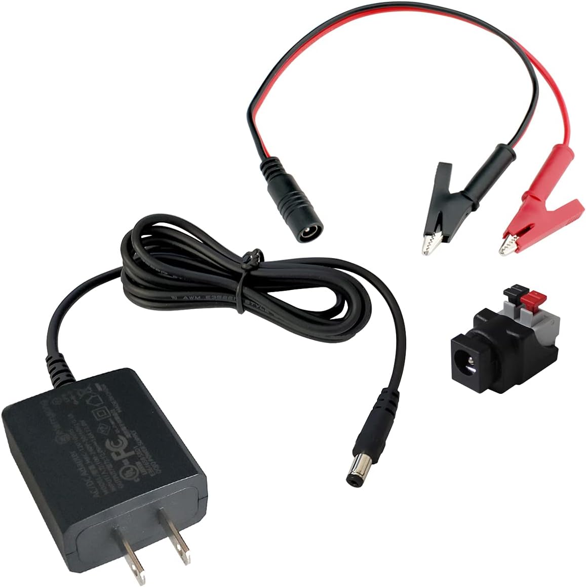 Kaito Denshi(海渡電子) ACアダプター【PSE適合品】12V 1A 12W スイッチング 小型 わに口 クリップセット コネクタセット RoHS