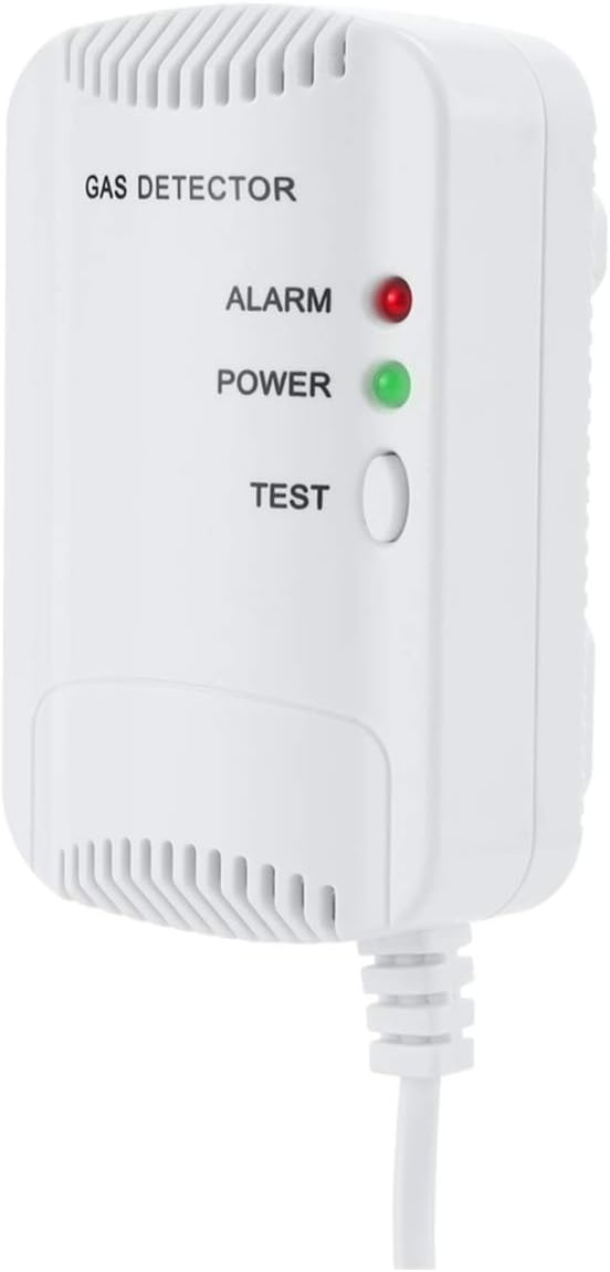 LPガス 警報機 LED天然ガス警報検知器 家庭用LPG/石炭ガス漏れ 警報器、プロパンブタンタンガスセンサー点滅ガス警報器（ホワイト）
