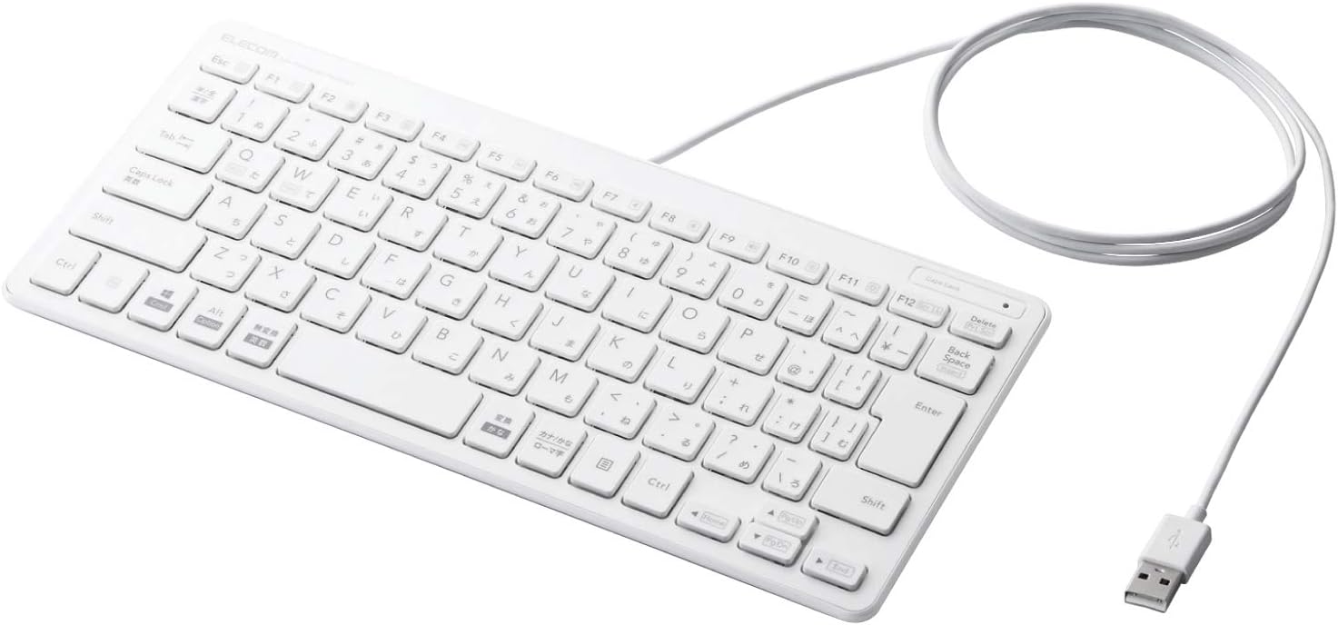 エレコム キーボード 有線 パンタグラフ ミニキーボード ホワイト TK-FCP096WH