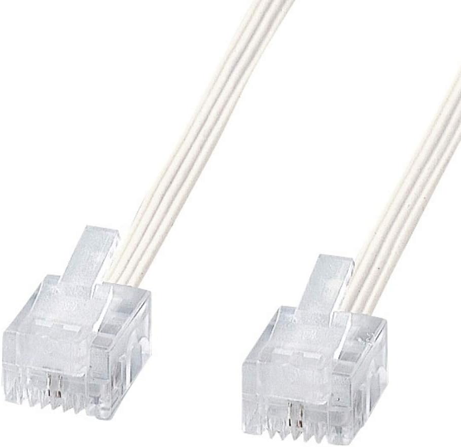 サンワサプライ やわらかスリムケーブル(白) 3m TEL-S2-3N2