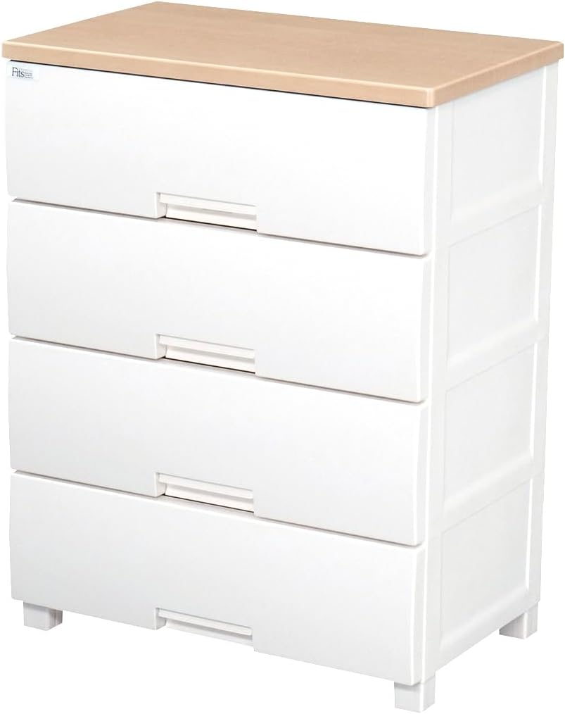 天馬(Tenma) 使いやすさを追求したチェスト サイズバリエーション豊富 日本製 完成品 フィッツプラス 4段 特許取得済 引出しロック付きで抜け落ちを防ぐ スムーズな引出し 脚付き 木製天板 インテリアに合うリビングチェスト タンス 収納ケース 衣装ケース プラスチック 【組立不要】 【色 メープル】 【サイズ F6504】 【幅65×奥行41×高さ85cm】