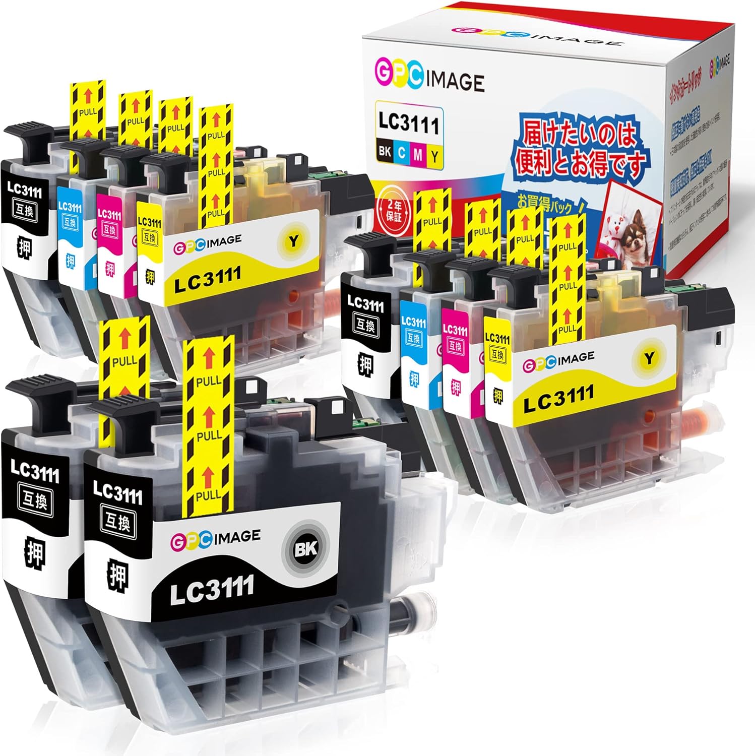 GPC Image LC3111 互換インクカートリッジ LC3111-4PK ×2セット+ BK 2本 (計10本) 大容量タイプ ブラザー(Brother)用 インクカートリッジ 3111 LC 3111BK DCP J572N J577N J582N J978N J998DN J973N J982N J987N 対応の インク 残量表示機能 個包装