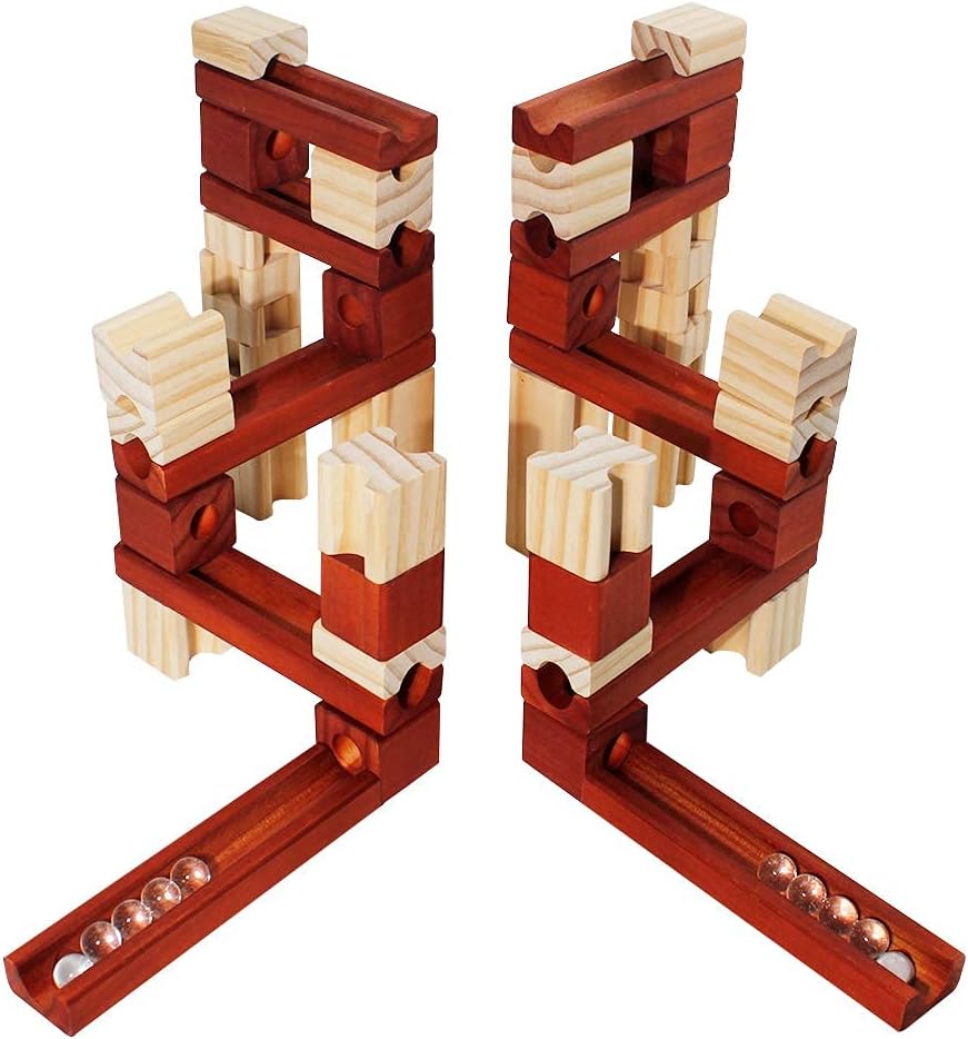 ビー玉転がし おもちゃ ブロック おもちゃ 積み木 ビーズコースター 木製おもちゃ つみき 木製 スロープ 知育玩具 立体パズル 6歳 男の子 女の子 誕生日 クリスマス 新年 ギフト プレゼント 60点セット